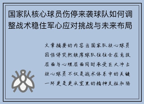 国家队核心球员伤停来袭球队如何调整战术稳住军心应对挑战与未来布局 国家队核心球员伤停来袭球队如何调整战术稳住军心应对挑战与未来布局